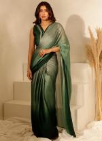 Imported Green Party Wear Lace Work Ready To Wear Saree